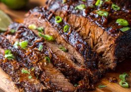 Slow-cooked beef brisket sliced and served with rich gravy.