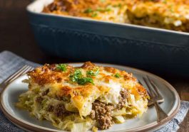 Delicious layered meat and cheese dish