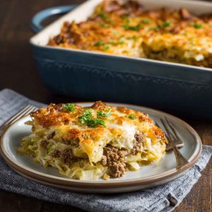 Delicious layered meat and cheese dish