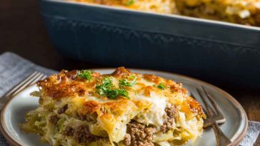 Delicious layered meat and cheese dish