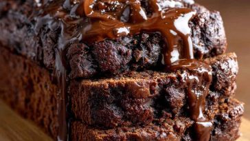 Hot Fudge Brownie Bread with rich chocolate swirls, gooey fudge chunks, and a soft, moist texture served on a plate.