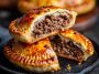 Golden meat pie, flaky crust, delicious