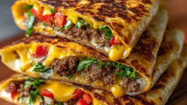 Keto crunchwraps recipe made with low-carb tortillas, seasoned ground beef, cheese, lettuce, tomato, and sour cream, folded and grilled golden brown for a crispy finish.