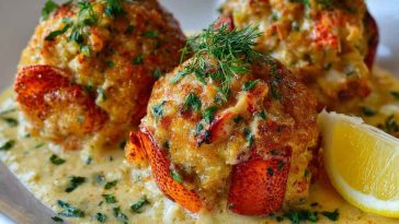 Golden lobster and crab butter bombs served on a platter, filled with rich seafood, garlic butter, and herbs, perfect for an elegant appetizer.