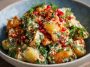 Fresh Turkish potato salad with tender potatoes, parsley, red onions, olive oil, and lemon dressing served as a light Mediterranean side dish.