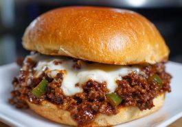 Juicy ground beef Sloppy Joes topped with melted cheese, peppers, and onions, inspired by Gordon Ramsay’s Philly Cheesesteak twist.