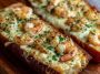 Cheesy Shrimp Garlic Bread Delight with golden toasted bread topped with garlic butter, melted cheese, and succulent shrimp, garnished with parsley.