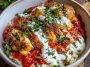 Cottage cheese chicken parm bowl with tomato sauce and melted Parmesan