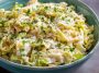 Creamy garlic Alfredo sauce coating tender sautéed cabbage in a rich and comforting dish.