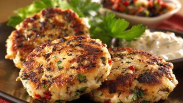 Mediterranean chicken patties with herbs and spices, pan-seared until golden and served with a light sauce.