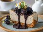 Creamy cheesecake infused with Earl Grey tea and topped with mulberries.
