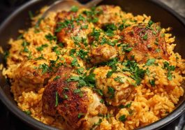 One-pot Portuguese chicken and rice with spicy peri-peri seasoning, tender chicken, and flavorful rice.