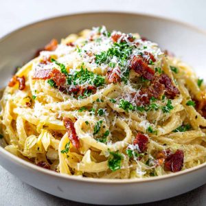 Creamy cabbage carbonara pasta with tender cabbage and a rich silky sauce.