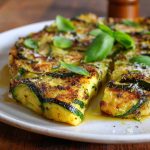 Italian zucchini scarpaccia baked with zucchini and onions on a tray