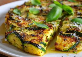 Italian zucchini scarpaccia baked with zucchini and onions on a tray