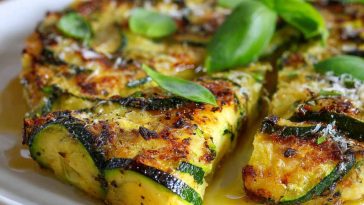 Italian zucchini scarpaccia baked with zucchini and onions on a tray