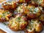 Crispy smashed potatoes topped with garlic, parmesan cheese, and herbs, roasted until golden and crunchy.