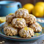 Zesty lemon oatmeal no-bake cookies with a chewy texture and bright citrus flavor.