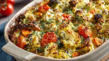 High-protein veggie bake with cottage cheese served in a casserole dish