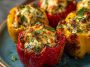 Bell peppers stuffed with creamy ricotta cheese, herbs, and baked until tender and lightly golden.