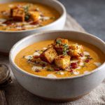 Pan-seared tilapia fillets served with vibrant roasted red pepper sauce and fresh herbs.