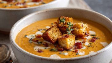 Pan-seared tilapia fillets served with vibrant roasted red pepper sauce and fresh herbs.