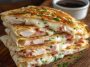 Chicken cordon bleu quesadilla with ham, cheese, and chicken filling