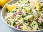 Light cucumber lemon orzo salad with fresh herbs, crisp cucumbers, and a bright citrus dressing.