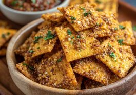 Homemade taco crackers seasoned with spices on a tray