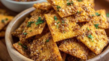 Homemade taco crackers seasoned with spices on a tray
