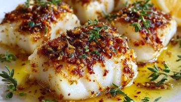 Baked cod with lemon and garlic, Mediterranean style, light and healthy.