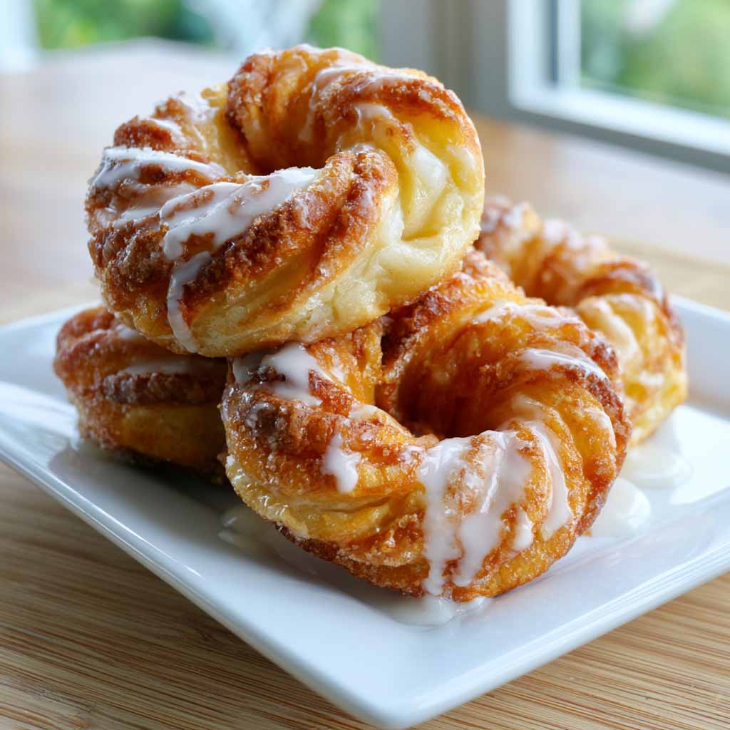 Light oven-baked French crullers with a sweet glaze, airy and golden.