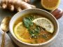 Warm miso broth with ginger and lemon, light and soothing.