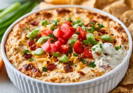 Creamy viral boat dip made with Rotel, ranch seasoning, and cheese, served in a bowl with chips for dipping.