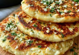 Fluffy cottage cheese flatbread cooked until golden, soft and airy inside, served warm with toppings.