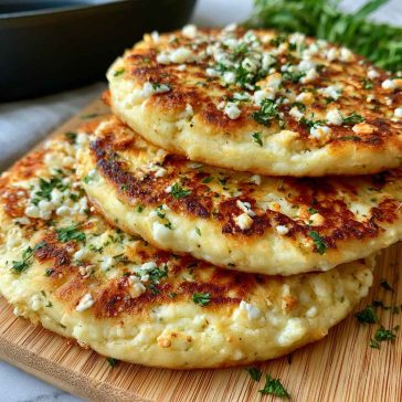 Fluffy cottage cheese flatbread cooked until golden, soft and airy inside, served warm with toppings.