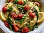 A bright and refreshing Lemon Capellini Salad with thin pasta, fresh herbs, and zesty lemon dressing served in a rustic bowl.