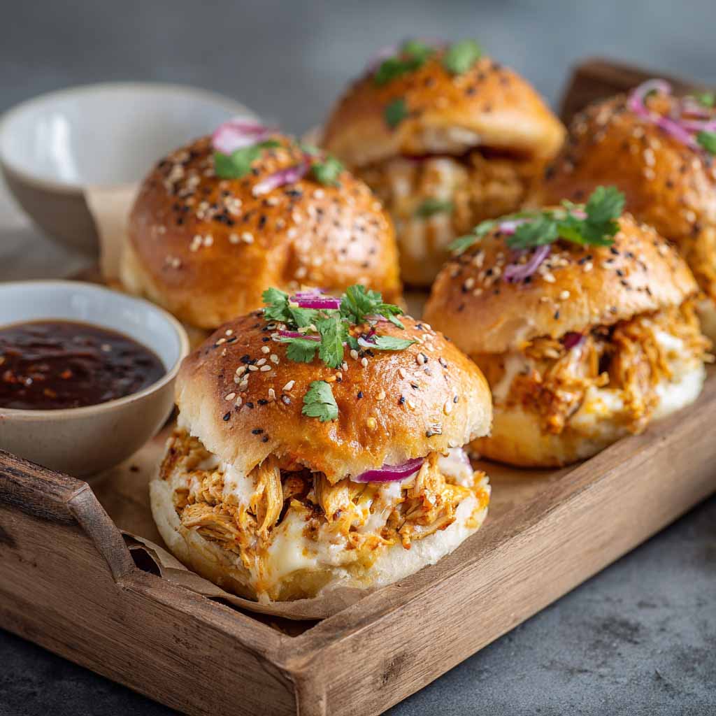 Cheesy dynamite chicken buns with melted cheese filling