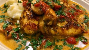 Creamy chicken Christopher dish with tender chicken and rich sauce.