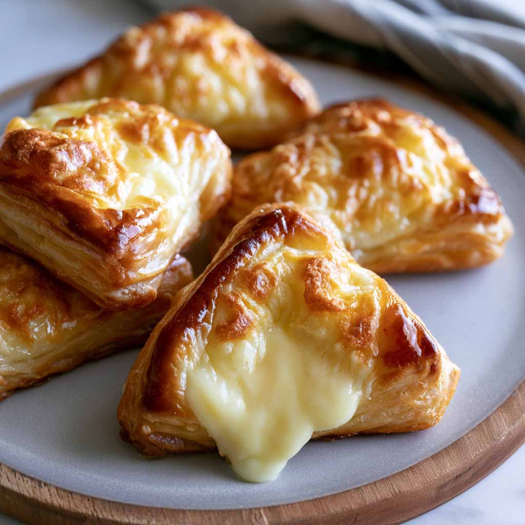 Mini cheese danishes with flaky pastry and creamy cheese filling.