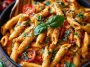 Creamy tomato garlic pasta with a rich, velvety sauce and tender noodles.