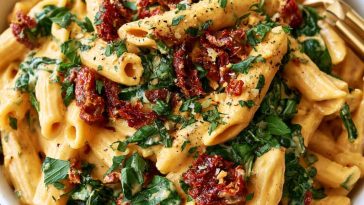 Creamy vegan pasta with sun-dried tomatoes in a rich dairy-free sauce.