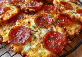 Crispy pepperoni cheese crisps baked until golden, with melted cheese and slightly curled pepperoni slices.
