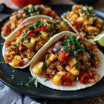 Sheet pan chicken tacos with chipotle seasoning, roasted pineapple, and fresh toppings served in warm tortillas.