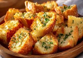 Ritz Bits crackers coated in garlic butter seasoning, crispy and golden.