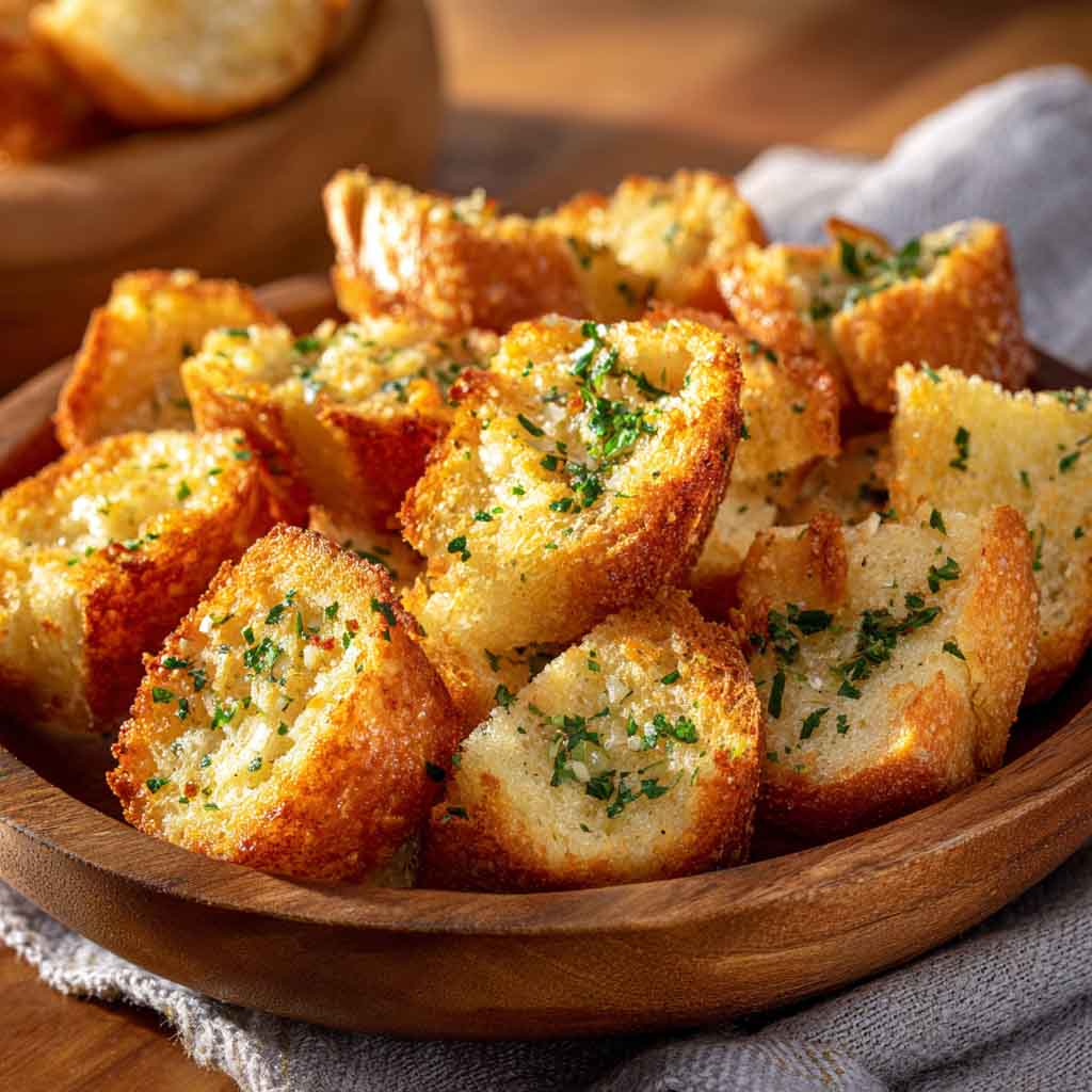 Ritz Bits crackers coated in garlic butter seasoning, crispy and golden.