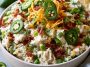 High protein jalapeño popper chicken salad with chicken, jalapeños, and creamy dressing.