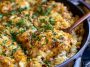 One-pot French onion chicken and rice topped with melted cheese.