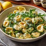 Creamy lemon ricotta pasta with fresh arugula, light and flavorful.