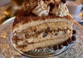 Moist coffee cake layered with creamy frosting, inspired by a latte.